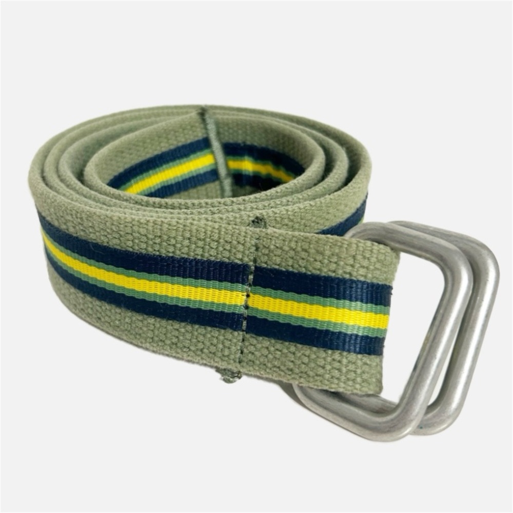 Unbranded Webbing Grosgrain Ribbon Belt Silver Tone Hardware Square Belt Buckle